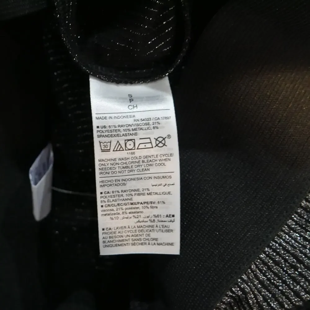 Old Navy Pants Womens Small High Rise Flared Knit Black Silver Metallic Sparkle - Picture 6 of 6